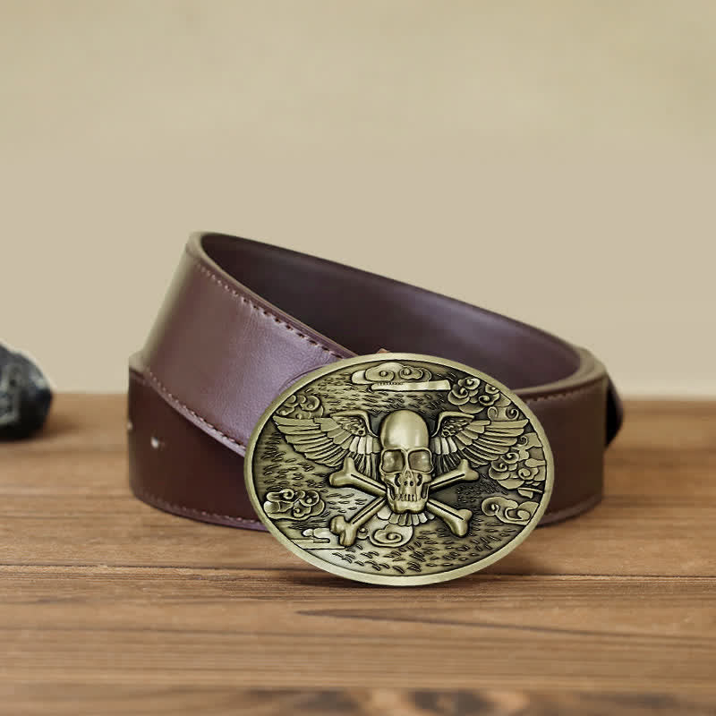 Ceinture en cuir avec boucle créative pour porte-bière en forme d'ange et de crâne pour homme