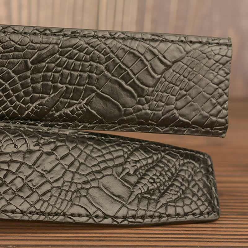 Ceinture en cuir motif crocodile pour homme, motif bœuf géant