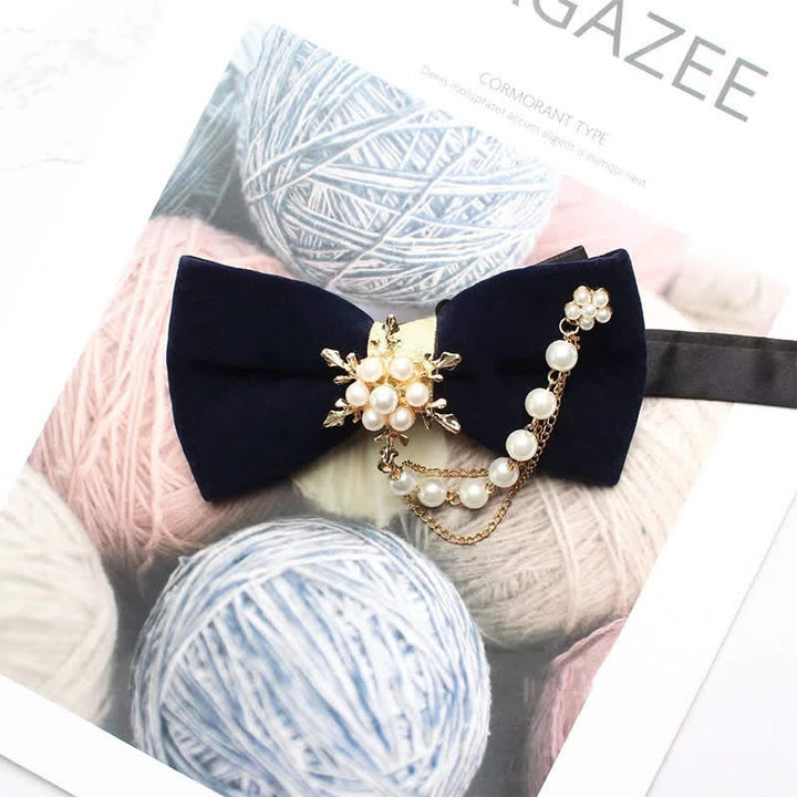 Nœud papillon uni en chaîne de flocon de neige et perles pour homme