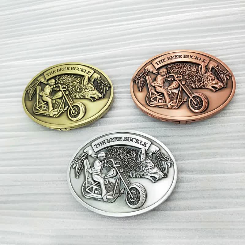 Ceinture en cuir avec boucle porte-bière créative pour moto pour homme