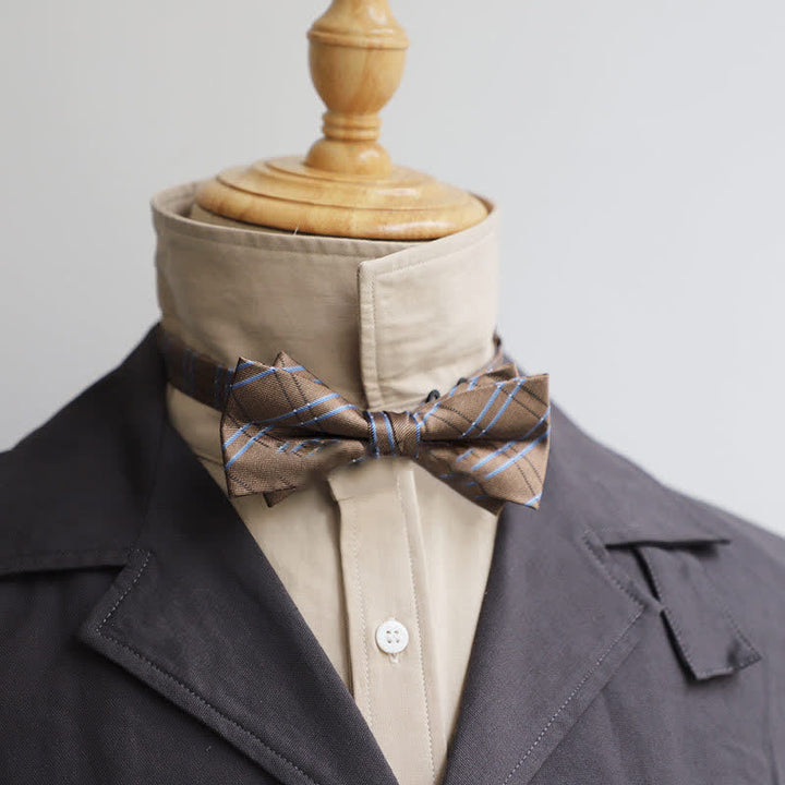 Nœud papillon polyvalent à rayures café pour homme