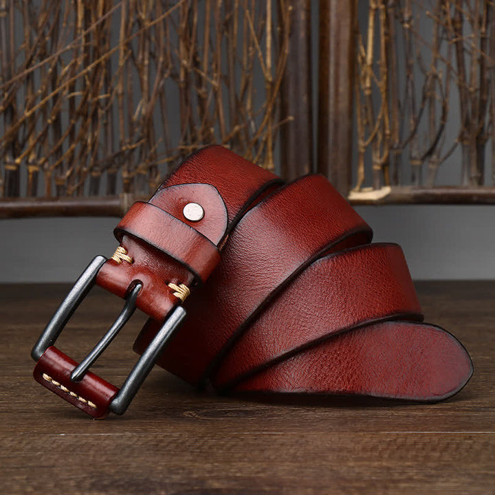 Ceinture en cuir de cowboy brillant et rétro pour homme