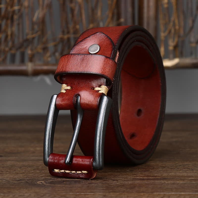 Ceinture en cuir de cowboy brillant et rétro pour homme