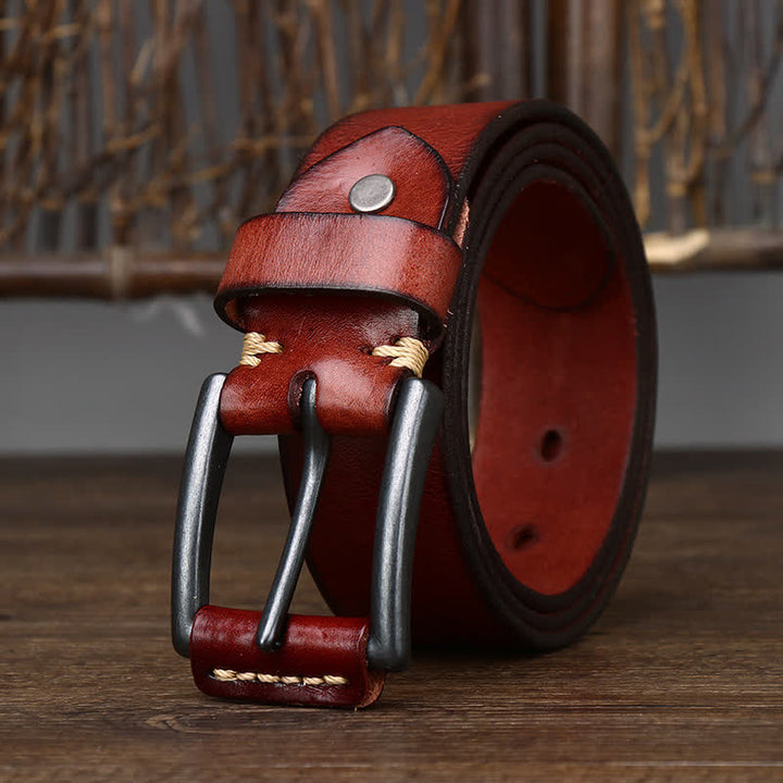 Ceinture en cuir de cowboy brillant et rétro pour homme