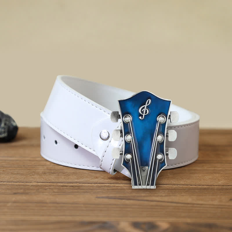Ceinture en cuir avec boucle de tête de guitare musicale DIY pour homme
