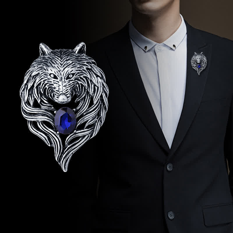 Broche tête de loup pour homme Legend
