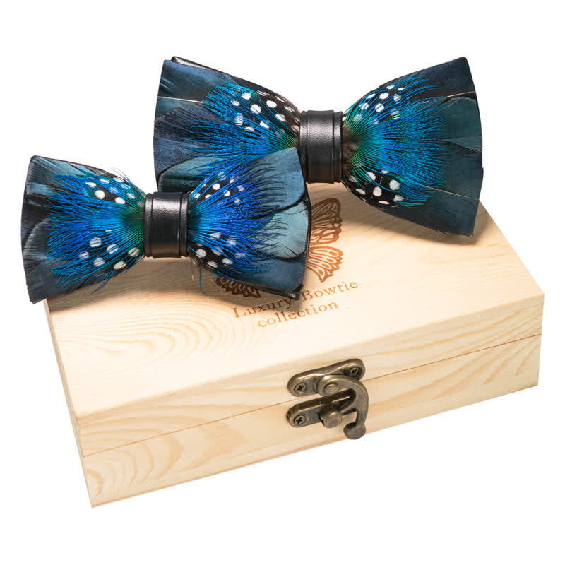 Lot de 2 nœuds papillon à pois bleu acier et noir pour parent-enfant