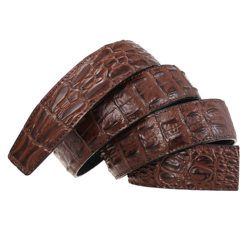 Ceinture en cuir imprimé crocodile à boucle automatique creuse pour homme