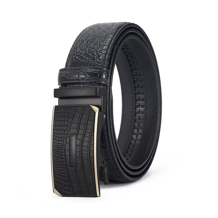 Ceinture en cuir de luxe à motif peau de crocodile pour homme