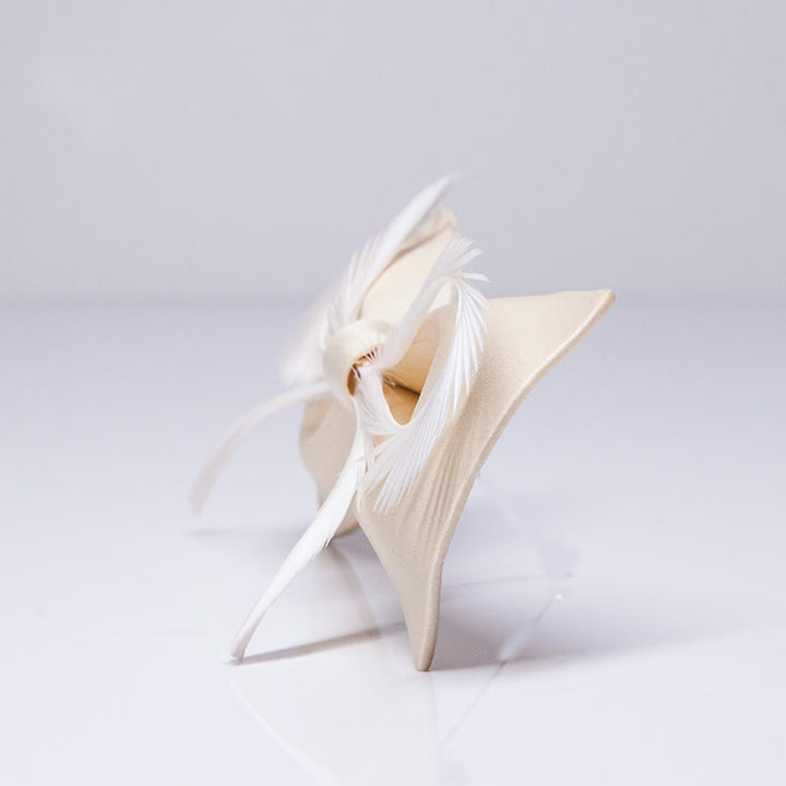 Nœud papillon à plumes champagne pour homme