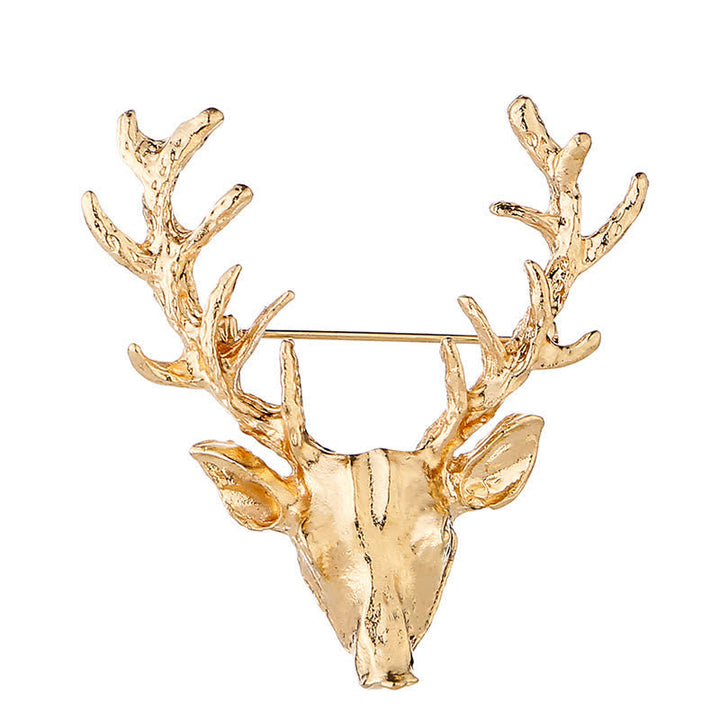 Broche tête de cerf en bois de cerf pour homme