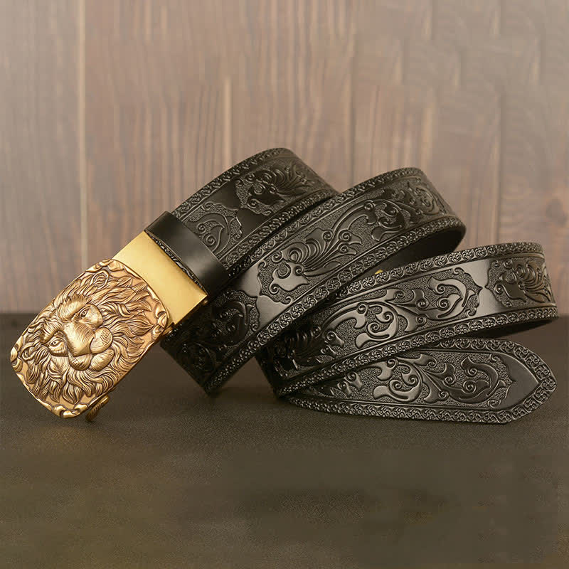 Ceinture en cuir à tête de lion pour homme Honor
