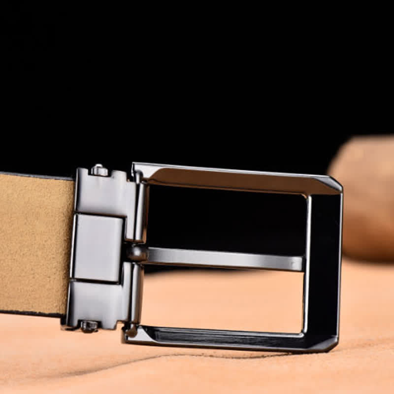 Ceinture en cuir noir et argent noble pour homme