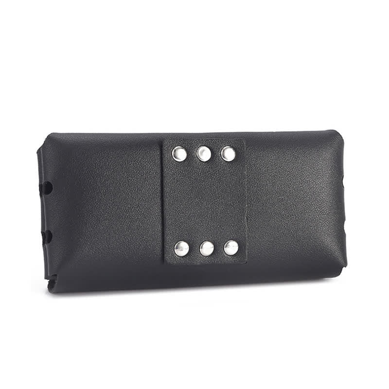 Sac ceinture en cuir pour téléphone universel avec bouton décoratif à rivets