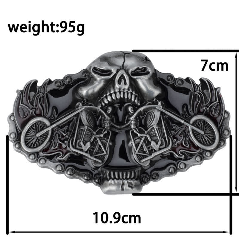 Ceinture en cuir gothique pour homme avec tête de fantôme de moto