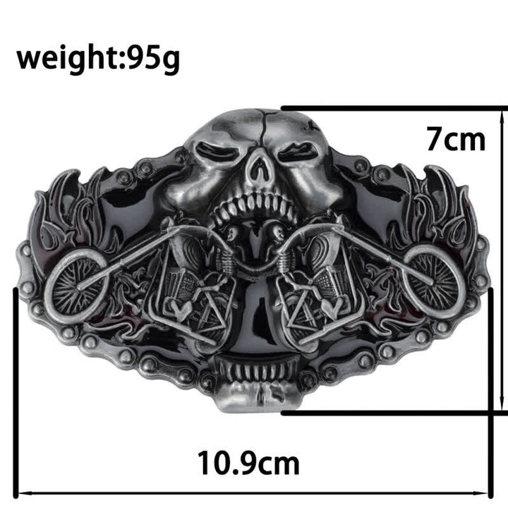 Ceinture en cuir gothique pour homme avec tête de fantôme de moto