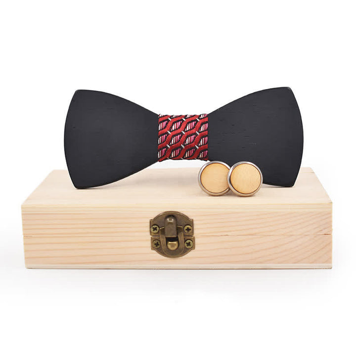 Lot de 2 boutons de manchette en bois noir pour homme