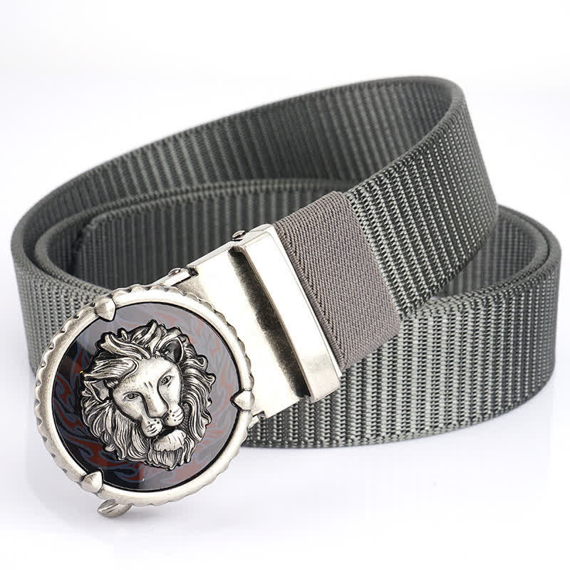 Ceinture pratique en nylon à motif tête de lion pour homme - Gris / Argent - 48" - image 19