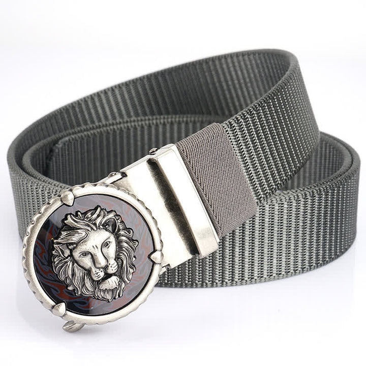 Ceinture pratique en nylon à motif tête de lion pour homme - Gris / Argent - 48" - image 19