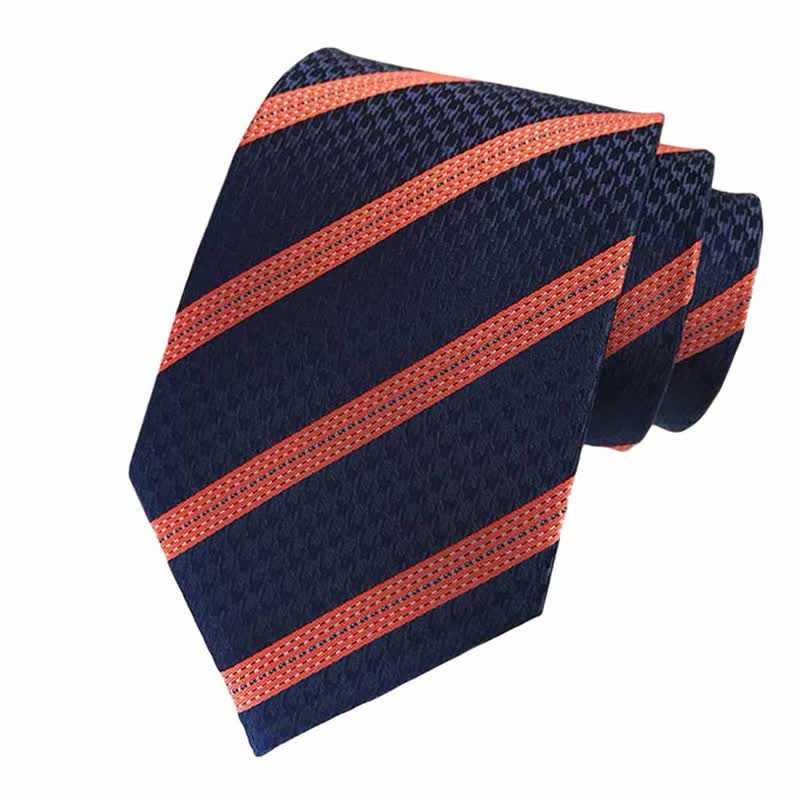 Ensemble de 3 cravates à rayures orange et bleu marine pour homme