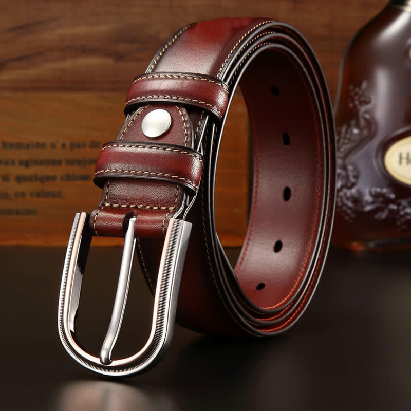 Ceinture en cuir élégante à double face rétro pour homme