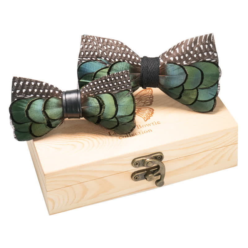 Lot de 2 nœuds papillon parent-enfant en forme d'oie verte et marron
