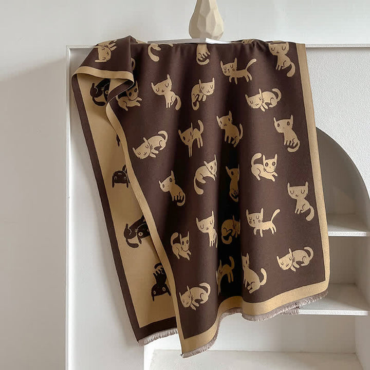 Écharpe grande taille pour femme, chaude et résistante au froid, avec imprimé chat