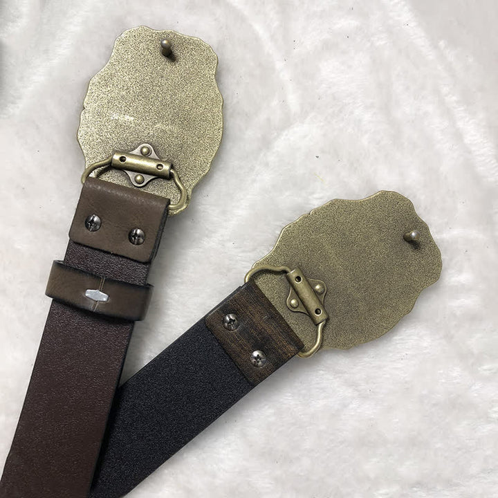 Ceinture en cuir de taureau à longues cornes antiques pour homme