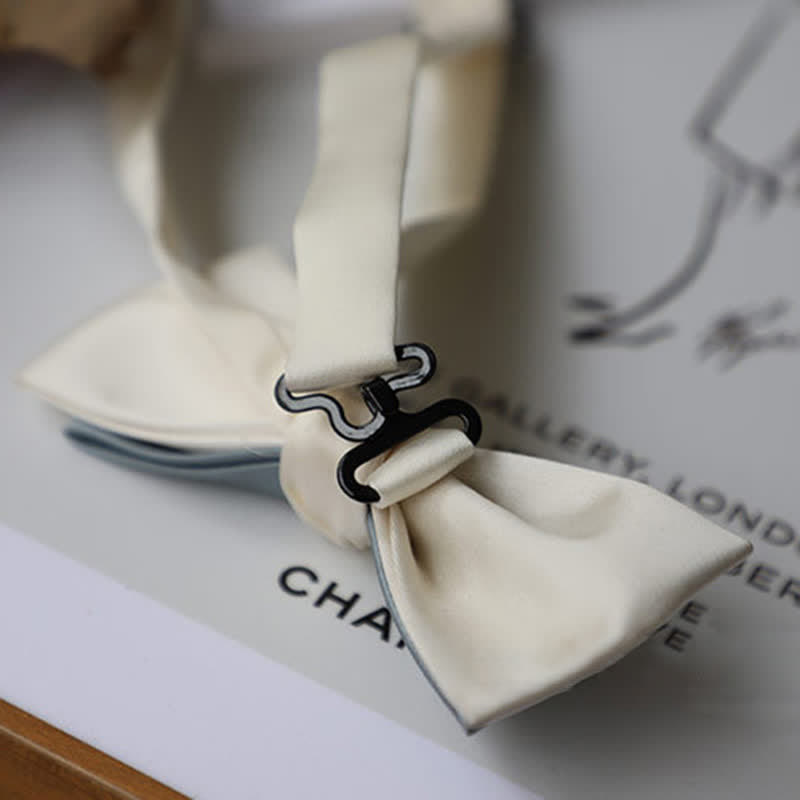 Nœud papillon double épaisseur couleur macaron et blanc pour homme