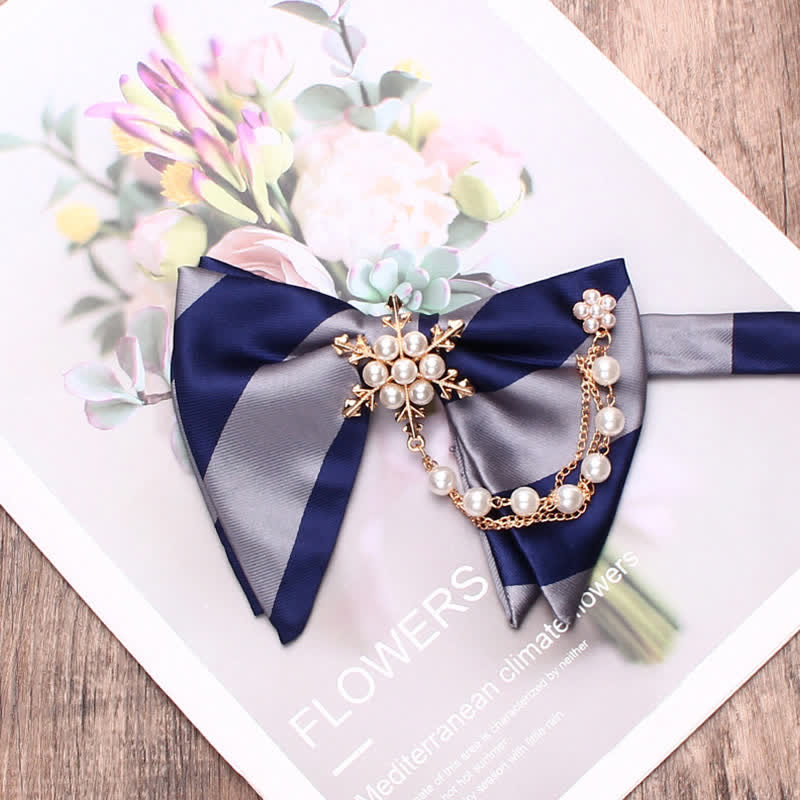 Nœud papillon surdimensionné à rayures et perles pour homme