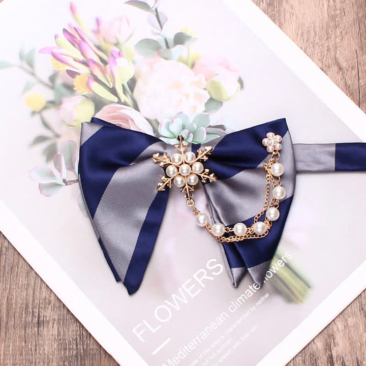 Nœud papillon surdimensionné à rayures et perles pour homme