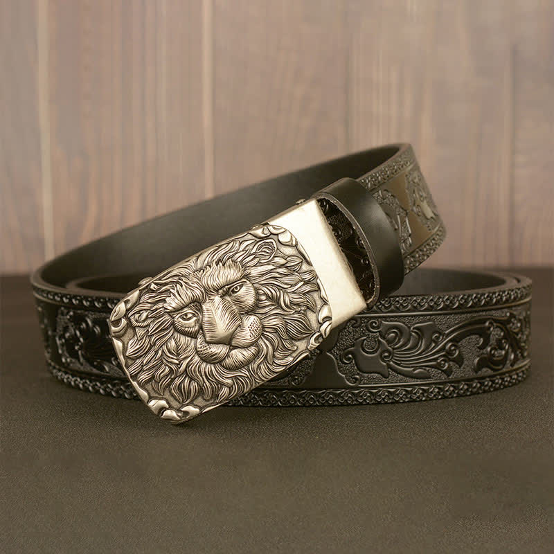 Ceinture en cuir à tête de lion pour homme Honor