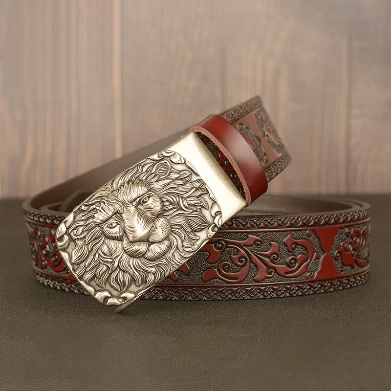 Ceinture en cuir à tête de lion pour homme Honor