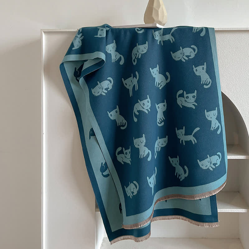 Écharpe grande taille pour femme, chaude et résistante au froid, avec imprimé chat