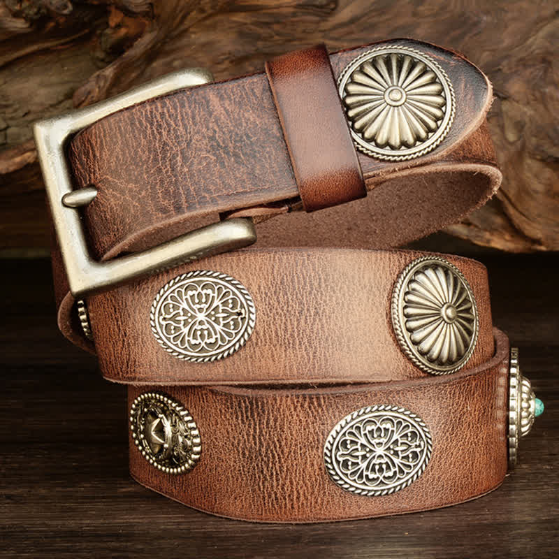 Ceinture en cuir cloutée style punk heavy metal pour homme