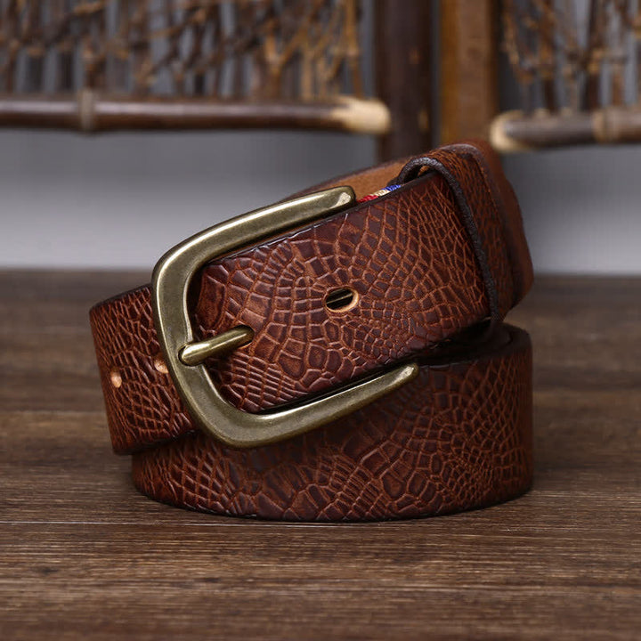 Ceinture en cuir grainé serpentine pour homme