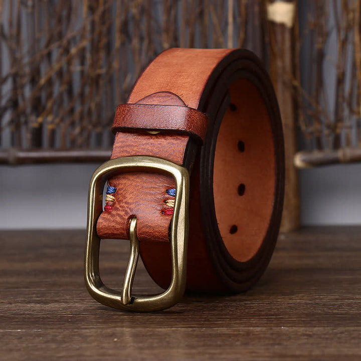 Ceinture en cuir de vachette pur épais vintage pour homme