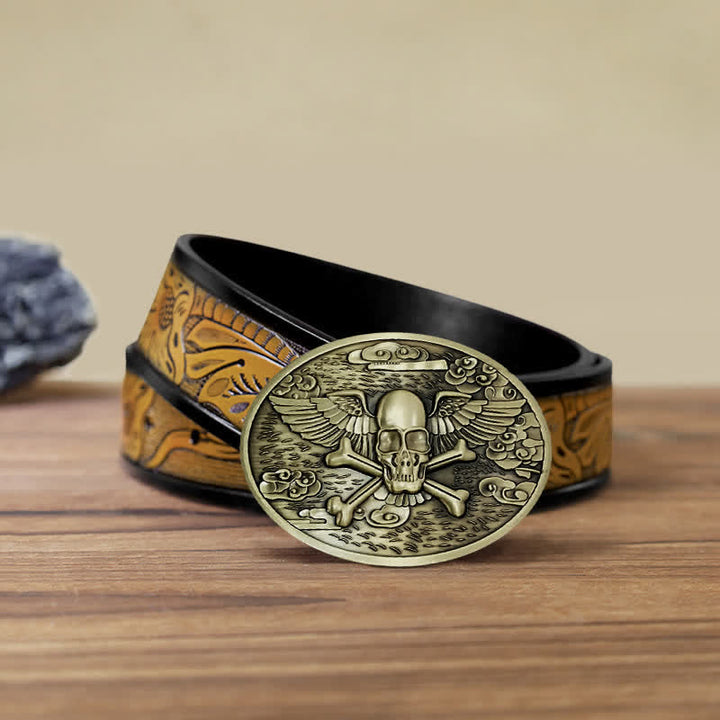 Ceinture en cuir avec boucle créative pour porte-bière en forme d'ange et de crâne pour homme