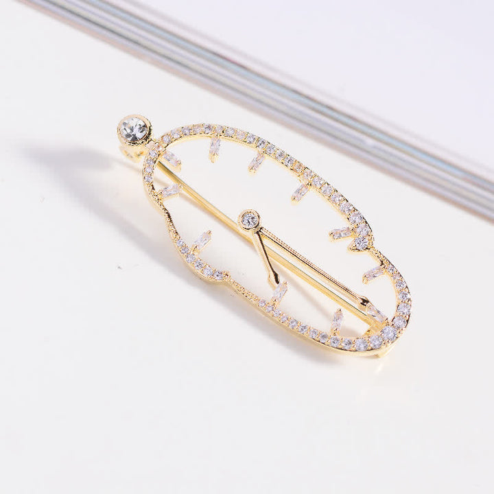 Broche Horloge Abstraite Unisexe à Temps Inversé