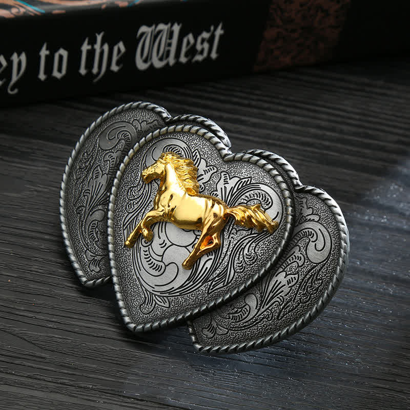 Ceinture en cuir à boucle triple en forme de cœur pour homme