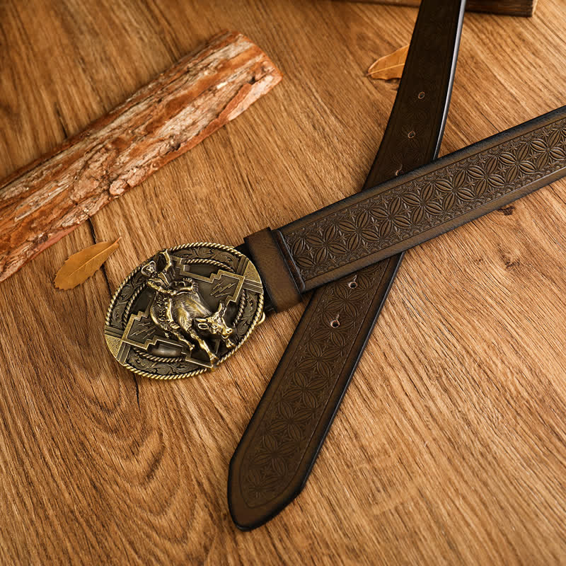 Ceinture en cuir de taureau dominant pour homme