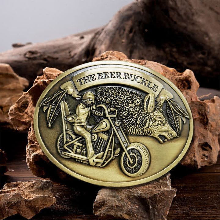 Ceinture en cuir avec boucle porte-bière créative pour moto pour homme
