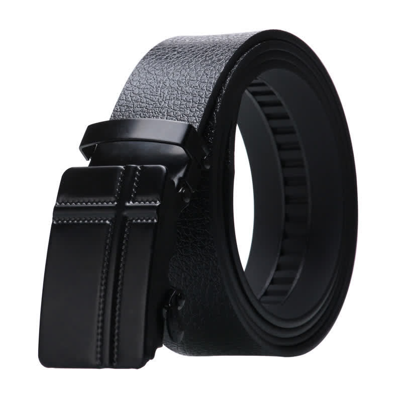 Ceinture en cuir noir à boucle automatique pour homme