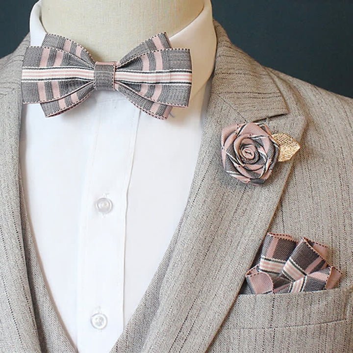 Ensemble de 3 nœuds papillon à carreaux rayés Horizon pour hommes