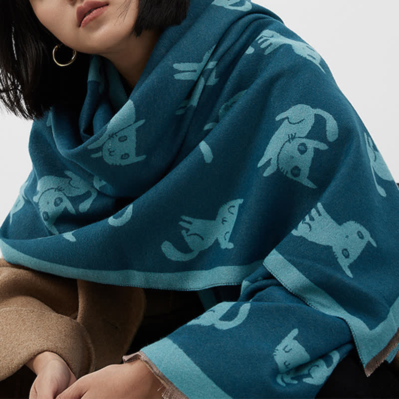 Écharpe grande taille pour femme, chaude et résistante au froid, avec imprimé chat