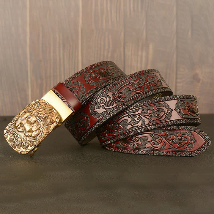 Ceinture en cuir à tête de lion pour homme Honor