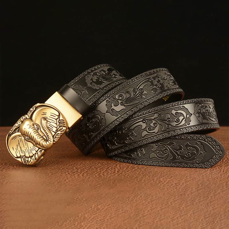 Ceinture en cuir à grandes oreilles d'éléphant pour homme