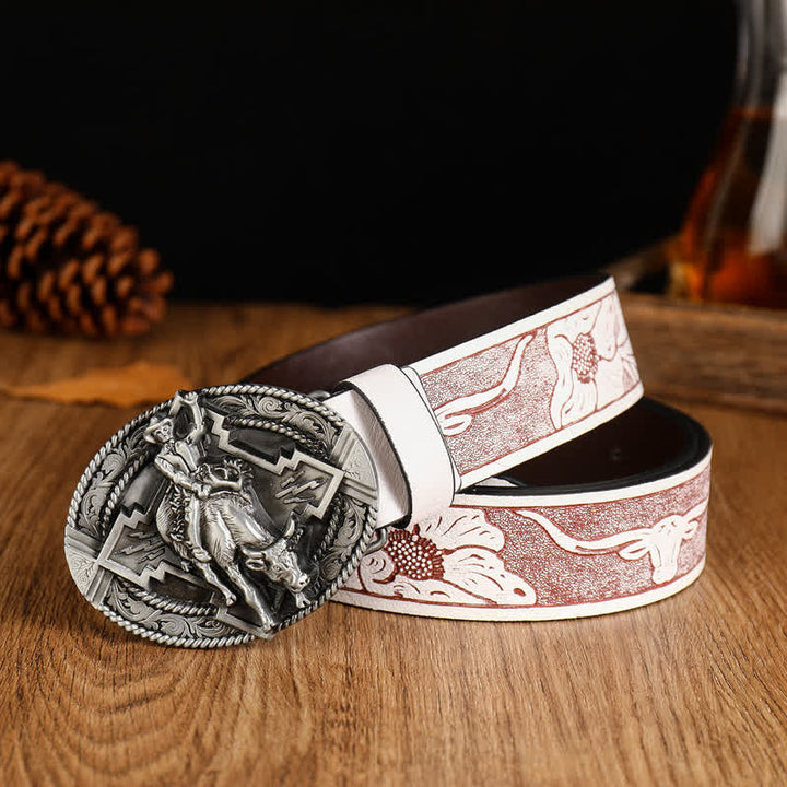 Ceinture en cuir de taureau dominant pour homme