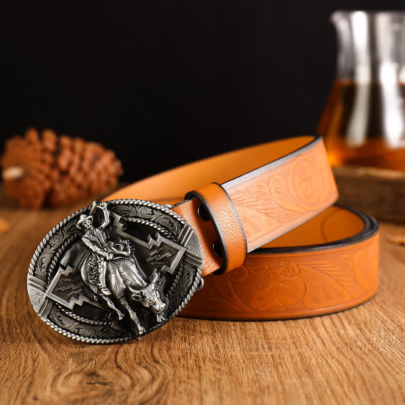 Ceinture en cuir de taureau dominant pour homme