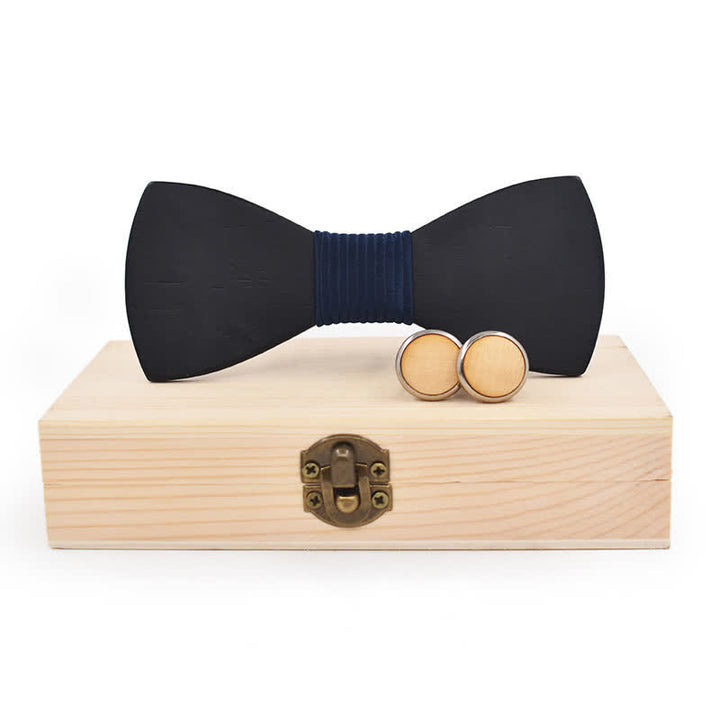 Lot de 2 boutons de manchette en bois noir pour homme